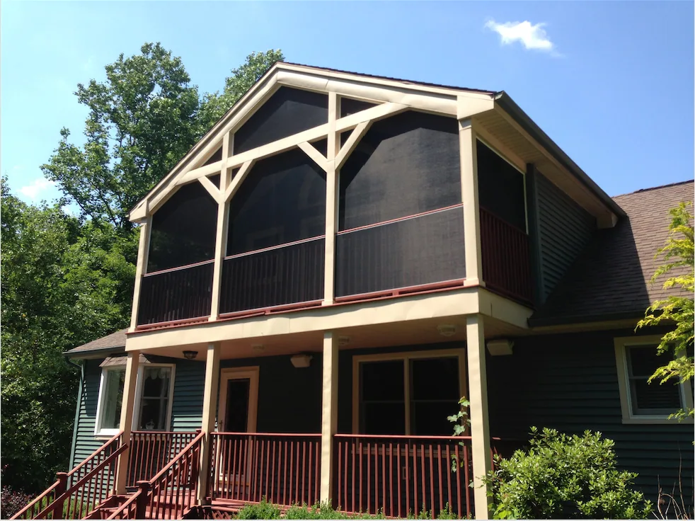 Snapp Screen System screening the open sides of a raised deck
