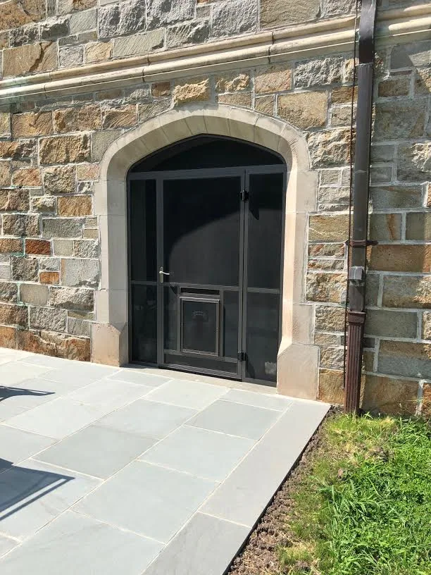 Screen Wall System enclosure with custom arched tops at a Bloomfield, Connecticut home, view 4