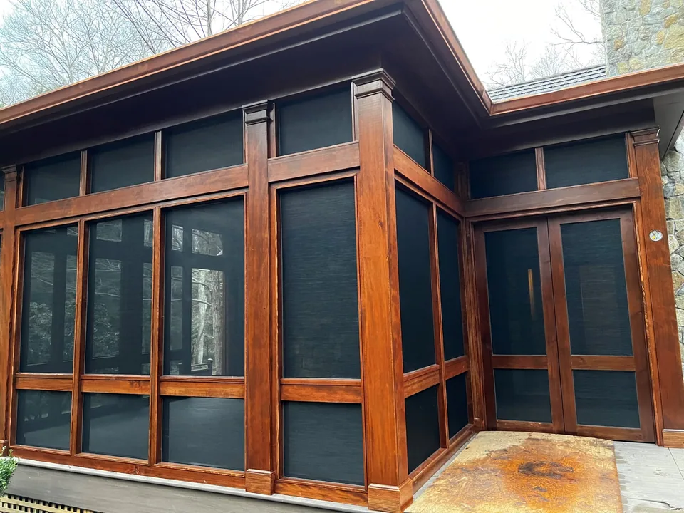 Porch screened with the Snapp Screen System, frame nearly invisible