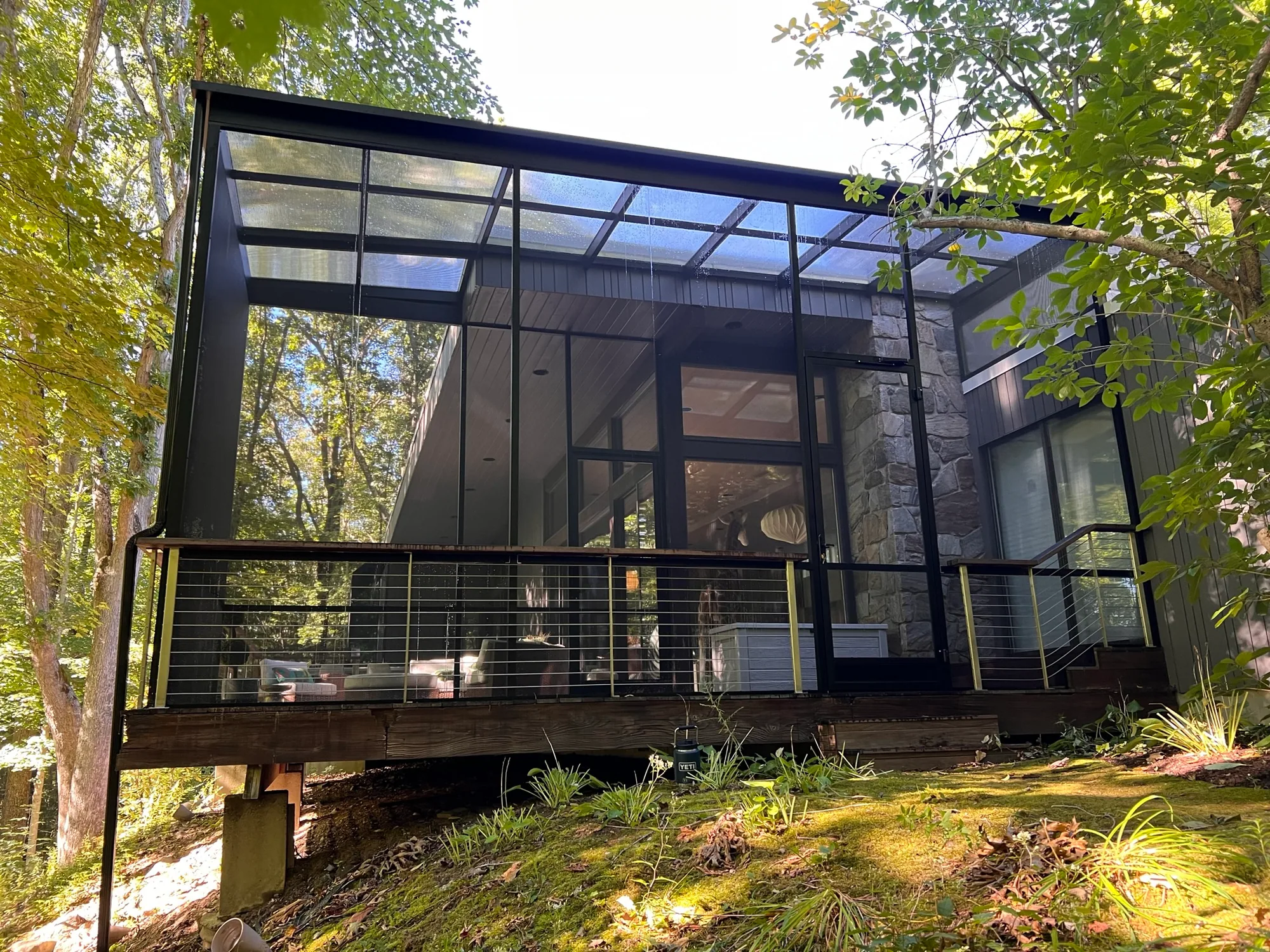 Recently completed Screen Wall System enclosure on a Connecticut home